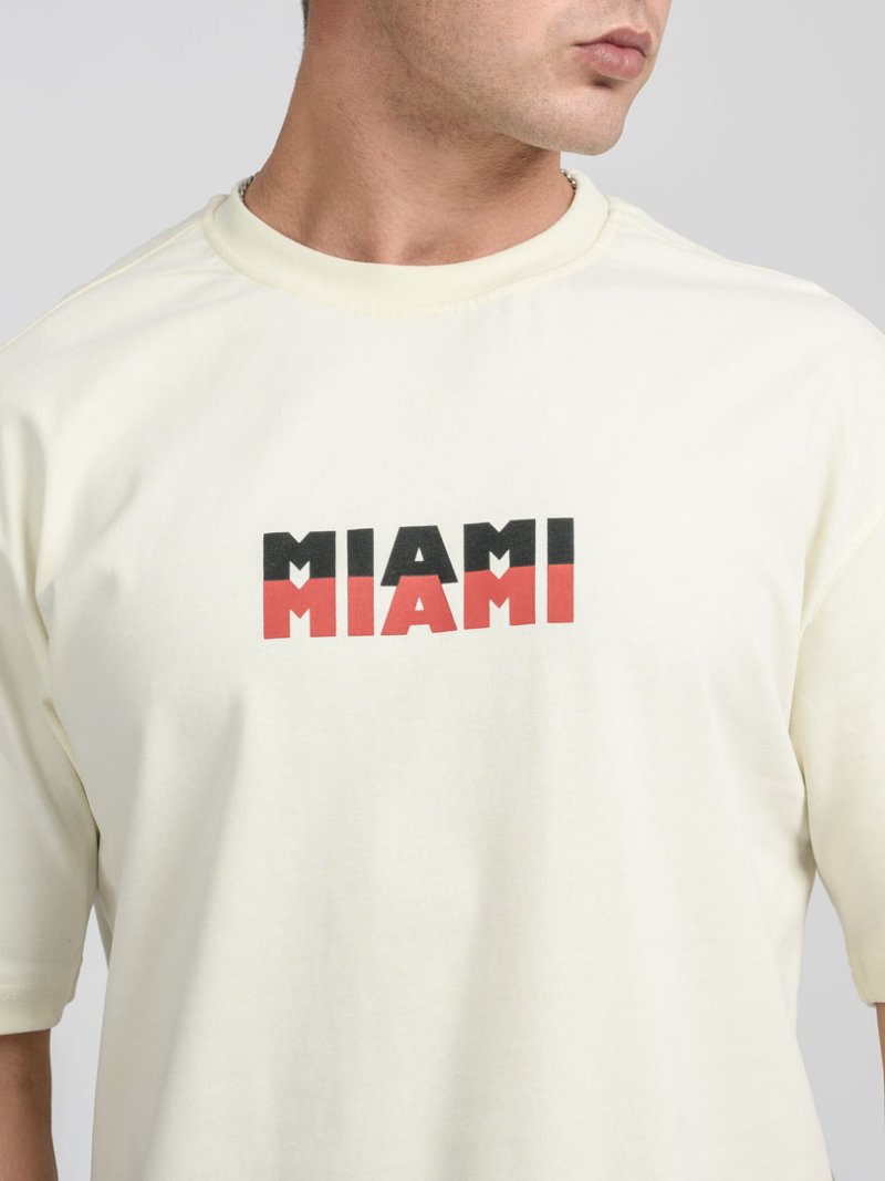 Мъжка овърсайз тениска Miami Екрю