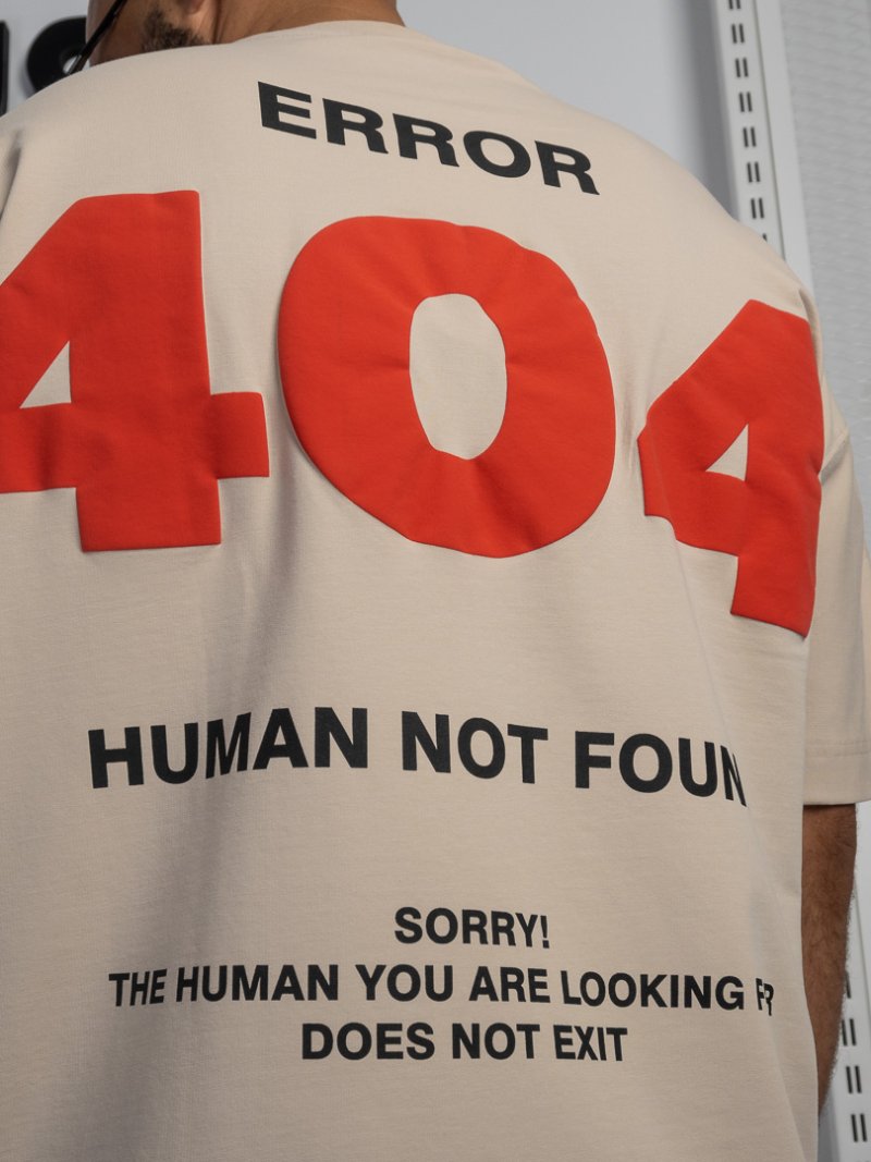 Мъжка овърсайз тениска Error 404 Бежова