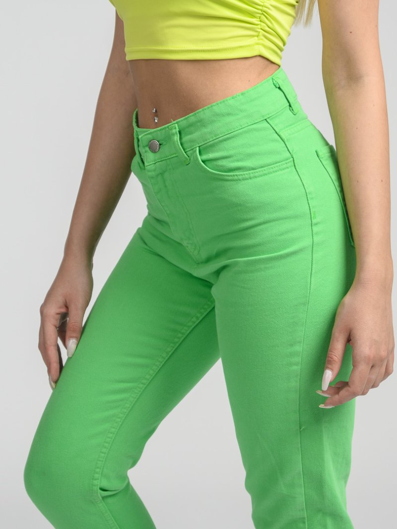 Дамски дънки с висока талия Green Baby Зелени