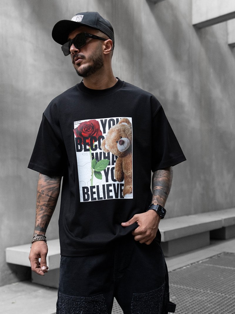 Mens oversized t-shirt  You Become What You Believe  Black