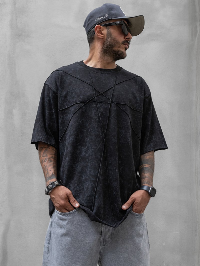 Mens oversized t-shirt  The Line  Black