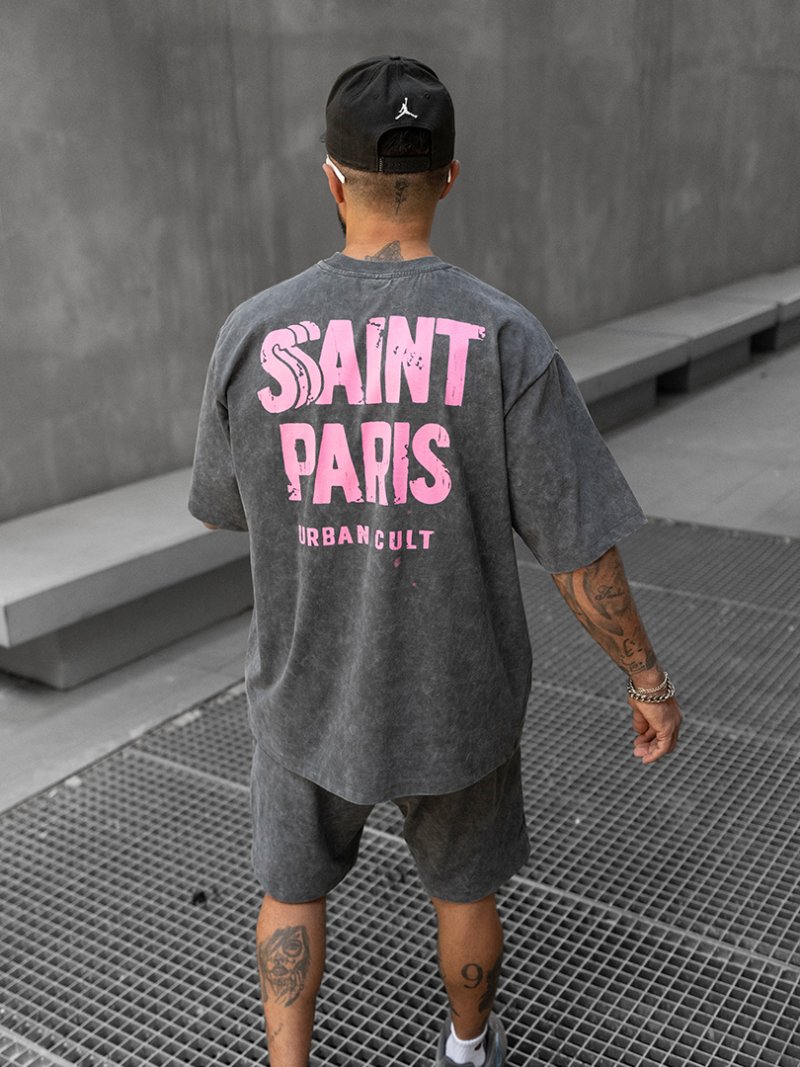 Mens oversized t-shirt  SAINT PARIS  Gray