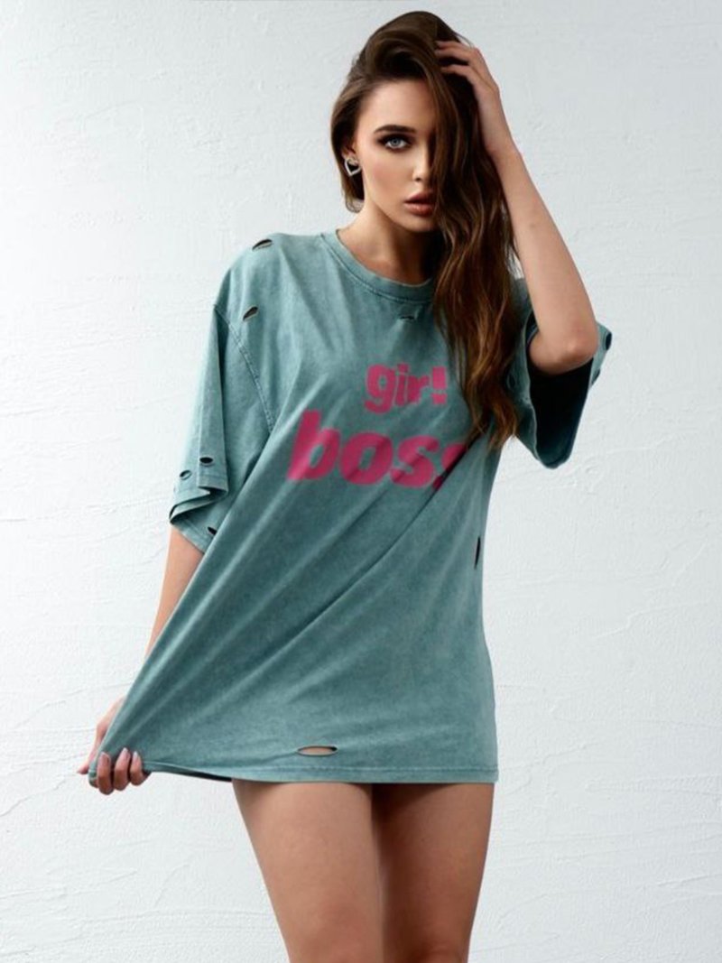 Womens oversized t-shirt  Girl Boss  Mint