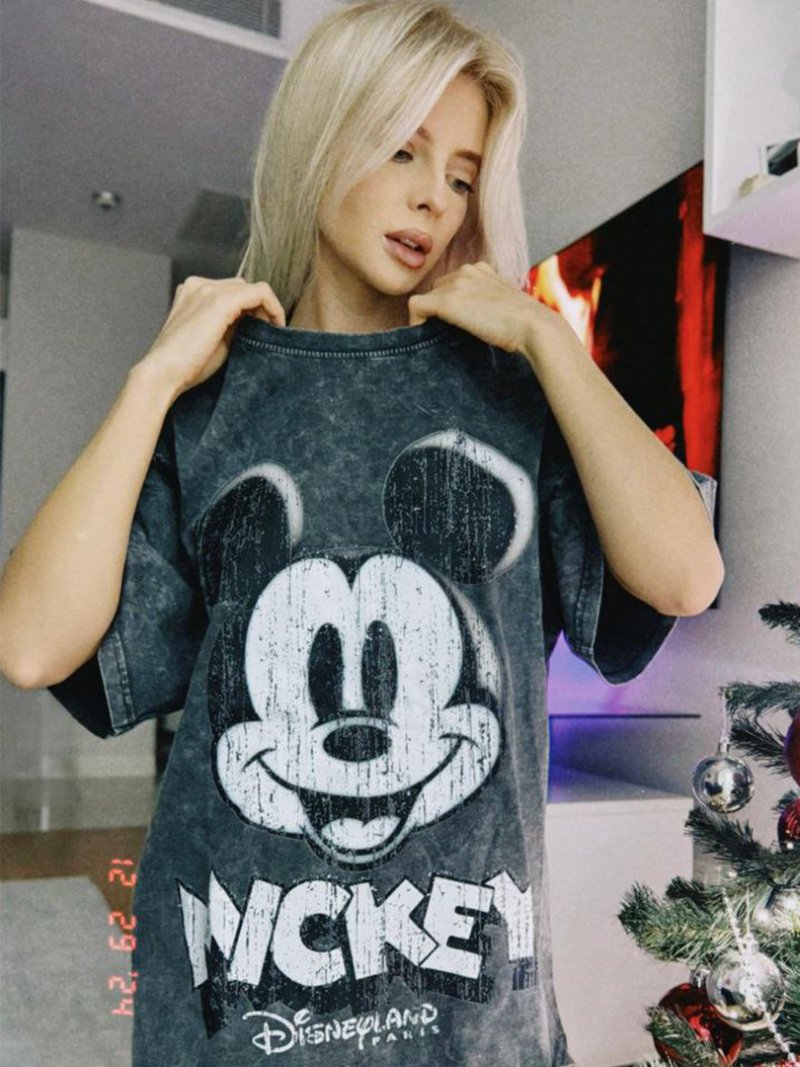 Womens oversized t-shirt  Hard Mouse  Gray