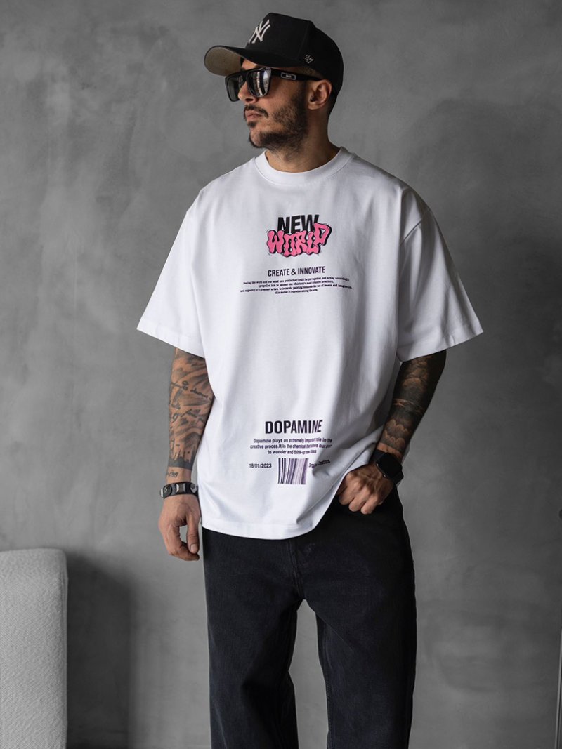 Mens oversized t-shirt  New World  White