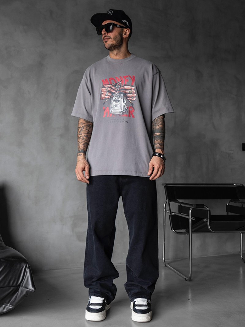 Mens oversized t-shirt  Money Maker  Gray