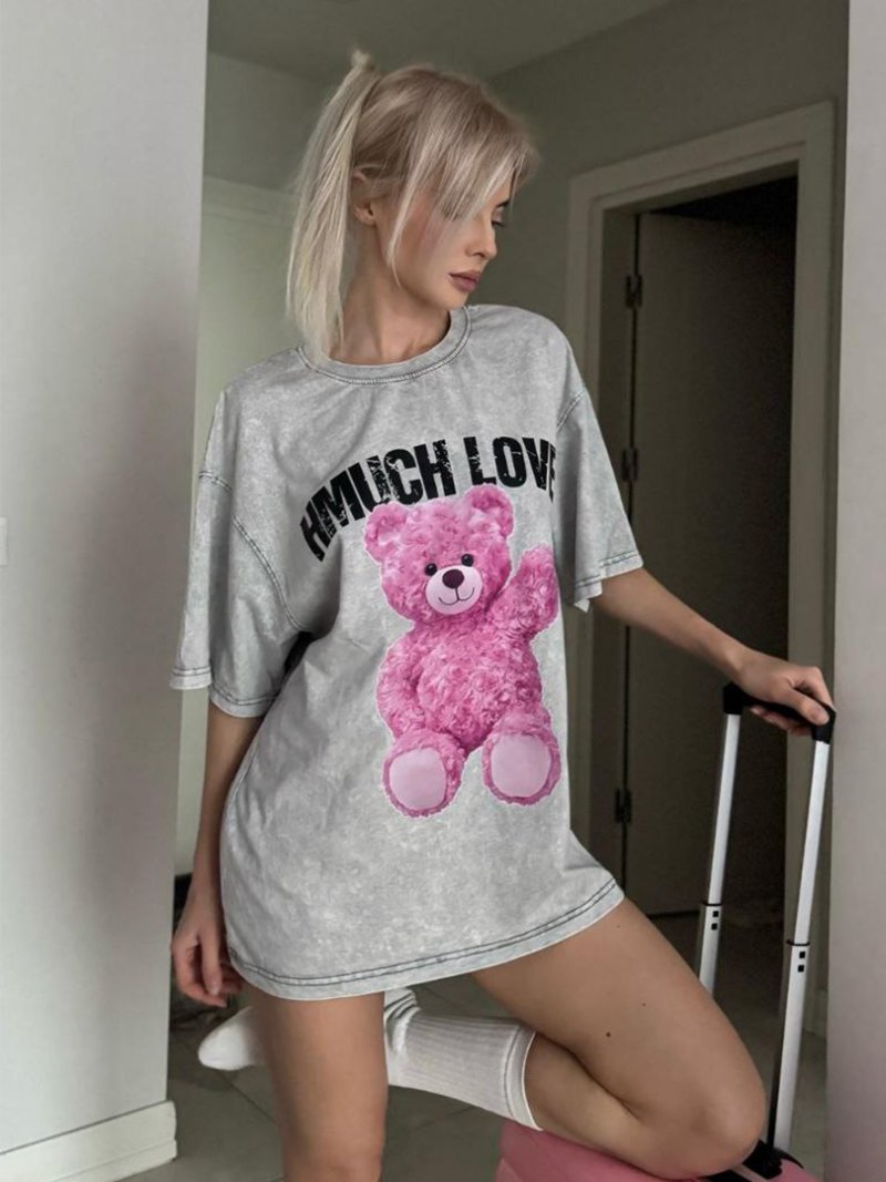 Womens oversized t-shirt  HMUCH LOVE  Gray