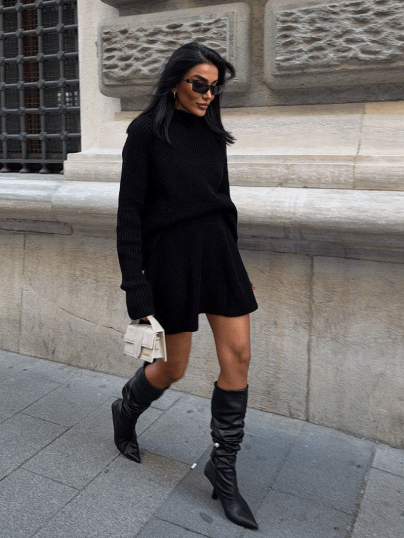 Сет с пола от плетиво Stylish Baby Черен
