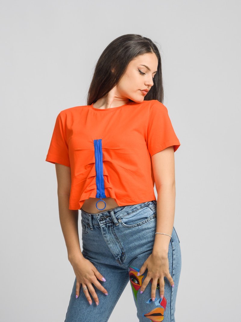 Дамска тениска с цип Soul Оранжева