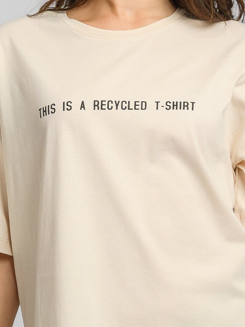 Дамска овърсайз тениска Recycled Бежова