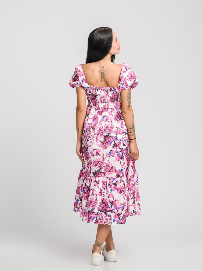 Дамска лятна рокля с  голи рамене Floral Розова