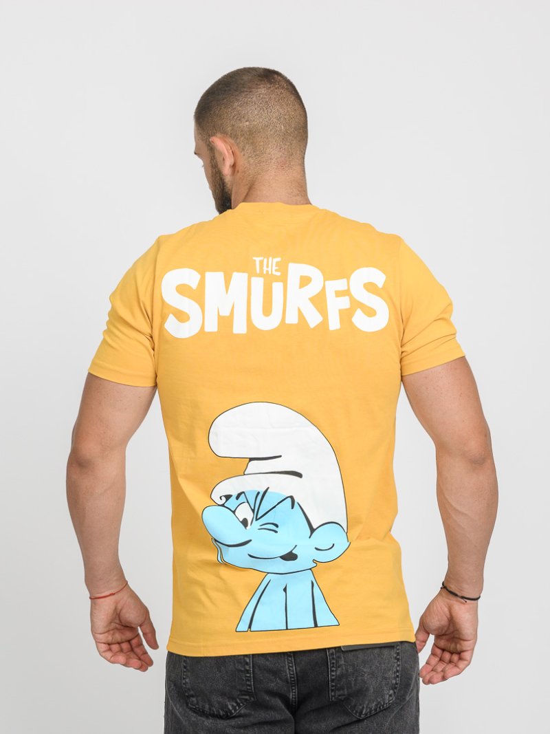 Мъжка тениска с щампа The Smurfs Горчица