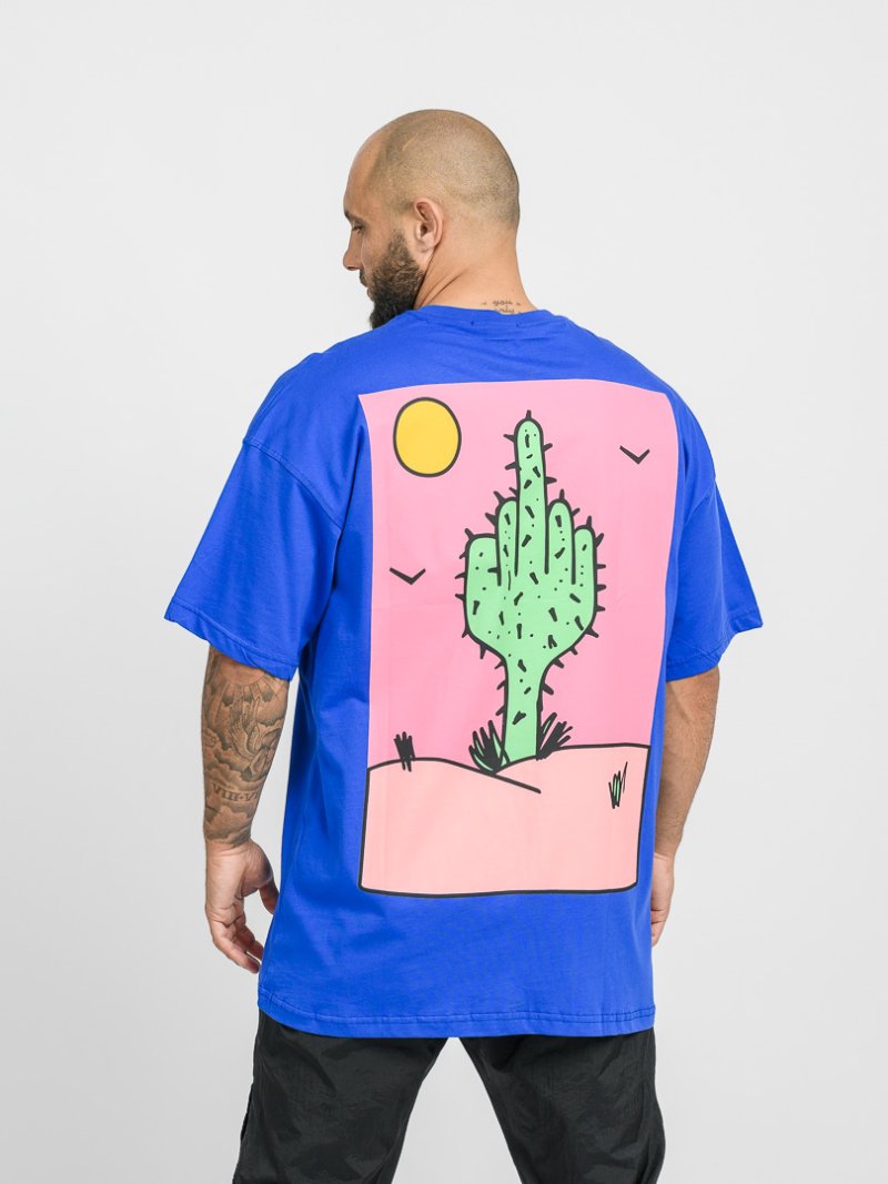 Мъжка овърсайз тениска Cactus Синя