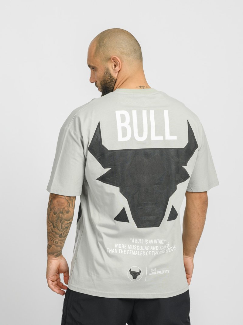 Мъжка тениска с щампа Bull Сива