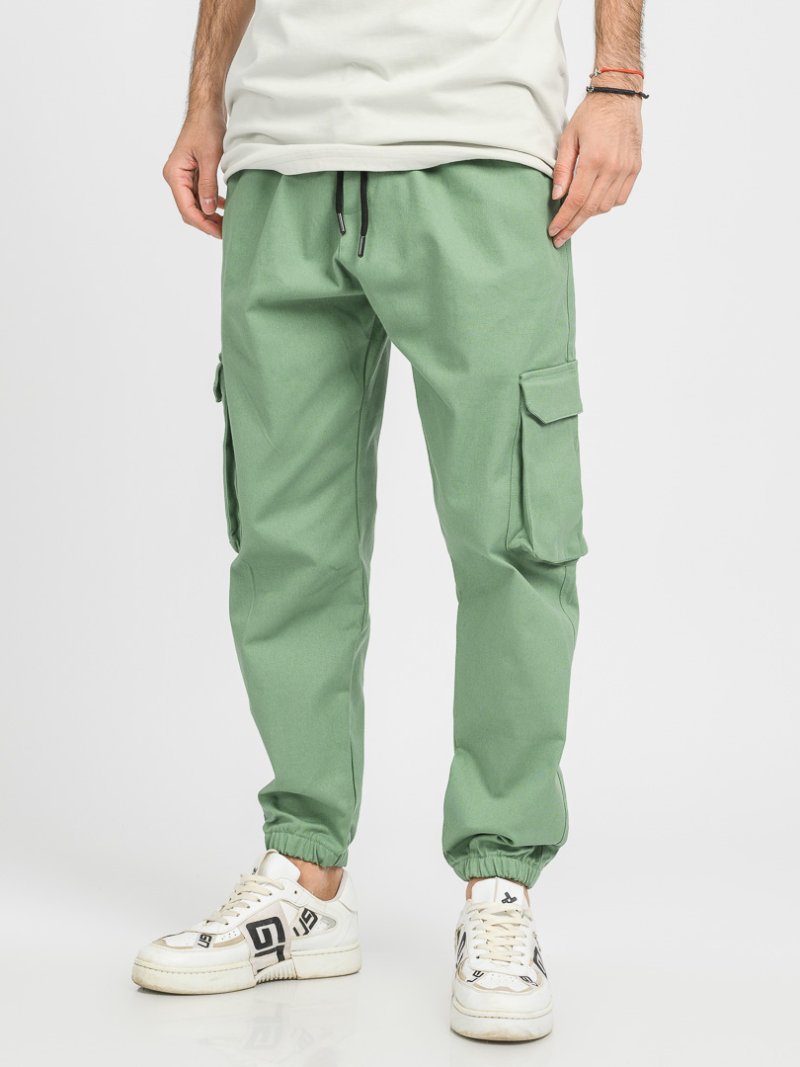 Мъжки карго панталон със странични джобове Gangster Зелен