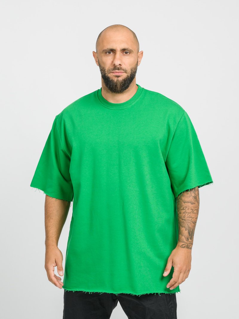 Мъжка овърсайз тениска от трико Basic Зелена