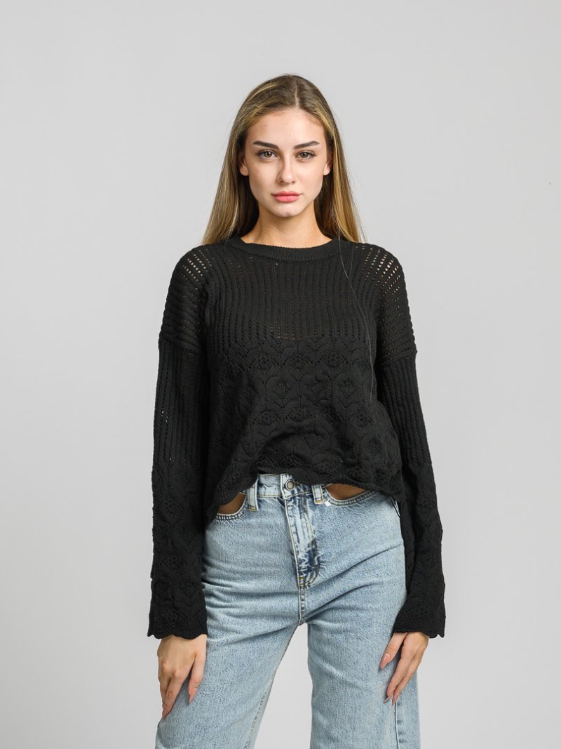 Дамски пуловер One Size The Collection Черен