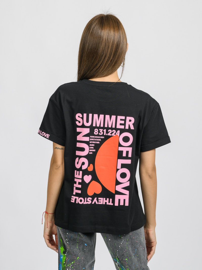 Дамска тениска с щампа Summer Of Love Черна