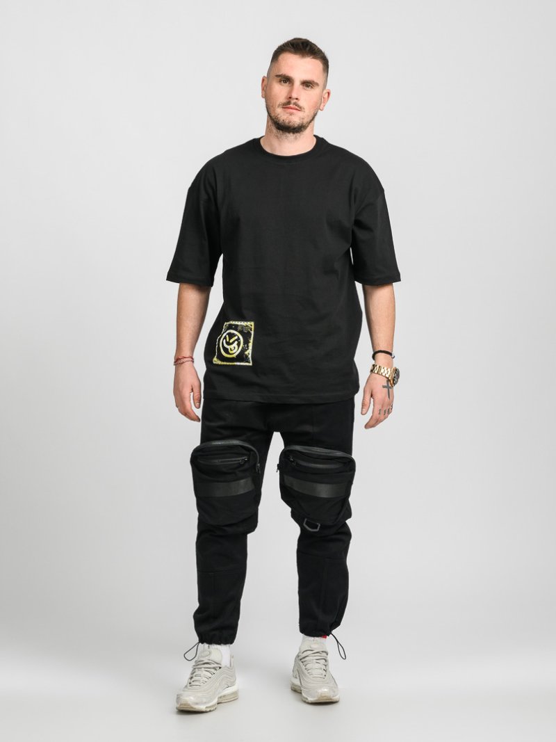 Мъжки карго панталон Gangster с предни джобове ZIP IT Черен