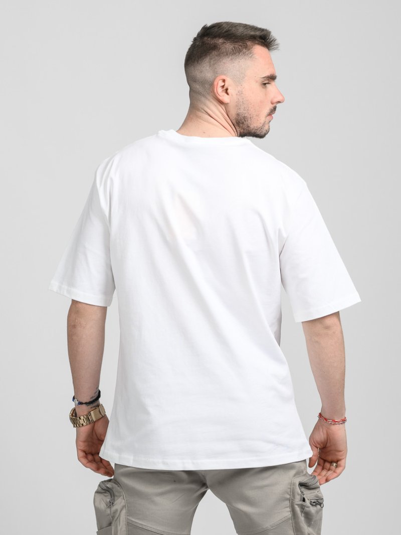 Мъжка овърсайз тениска от трико Basic Бяла